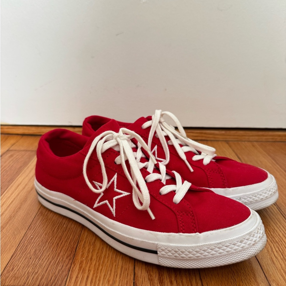 Converse Red Canvas Sneakers with White Star
